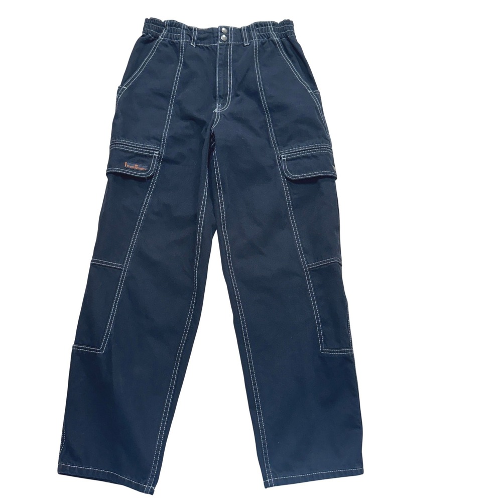BDG Urban Outfitters Relaxed Skate Jean Black Contrast Stitch Cargo Pants 28 EUC